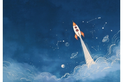 Фототапет Ракета в космоса графика